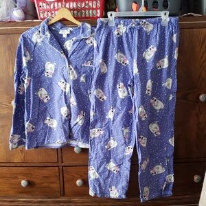 Character Women's Purple Pajama Set with Fun Polar Bear Print